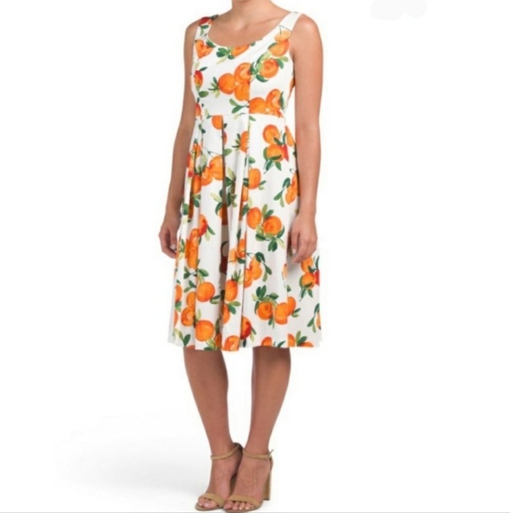 NWOT Chetta B Fit and Flare Orange A-line Dress Size 14